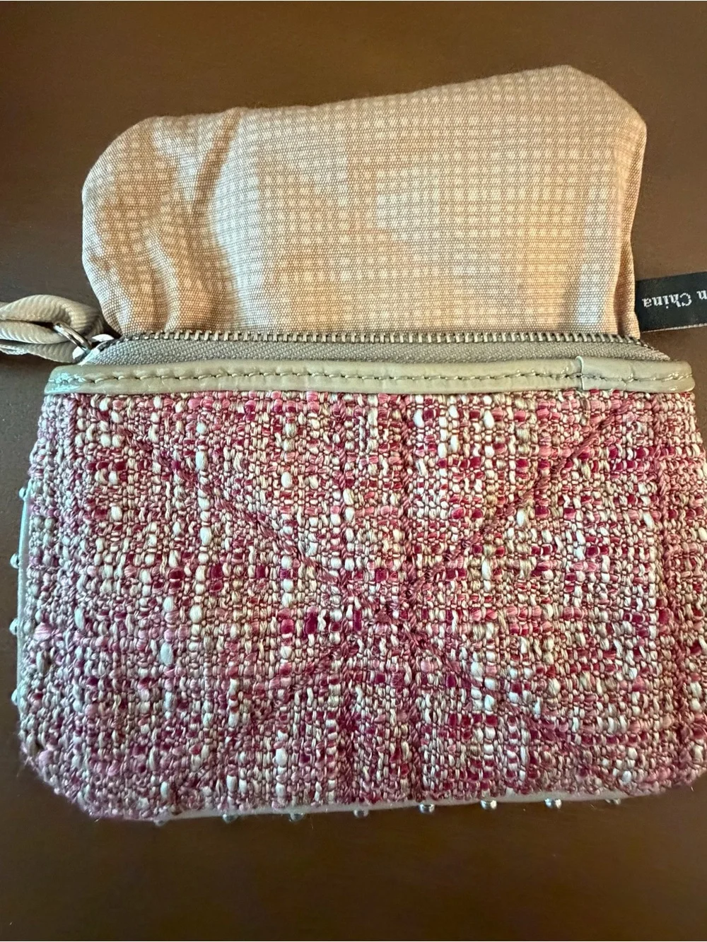 Brighton Pink Tweed Heart Wristlet Pouch